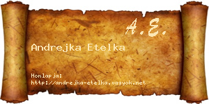 Andrejka Etelka névjegykártya